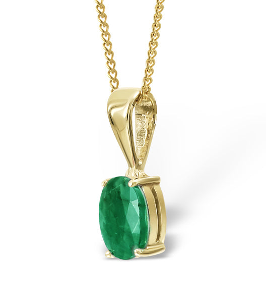 Emerald 0.76CT 9K Yellow Gold Pendant Necklace